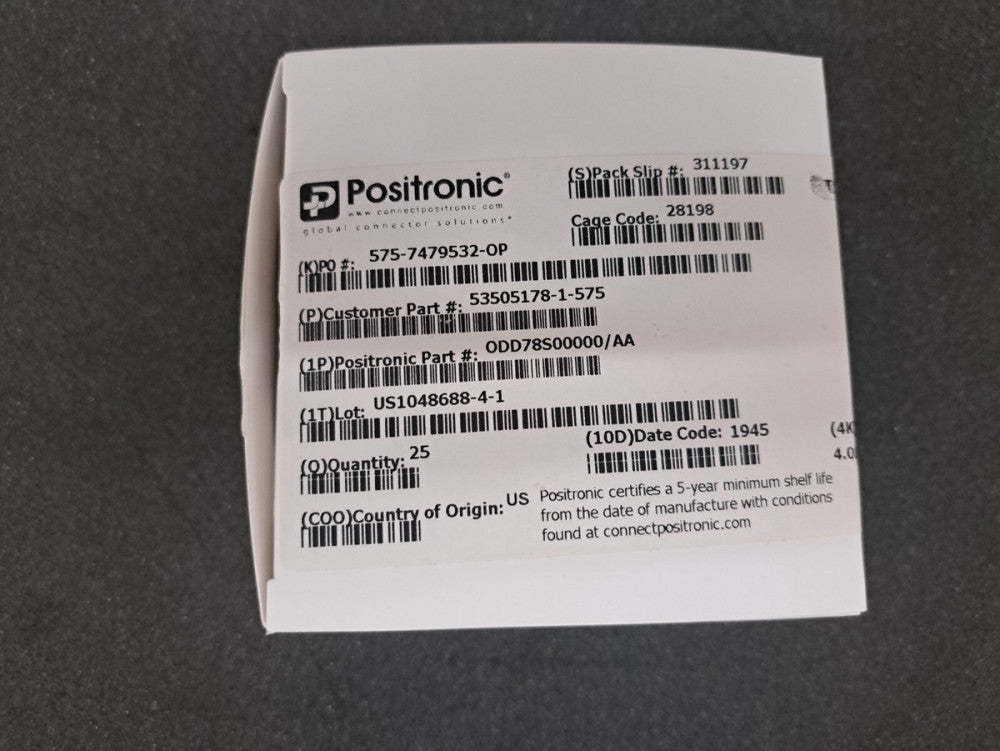 New, Positronic, ODD78S00000/AA, D-Sub High Density Connectors D-Sub Female Conn