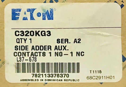 EATON CUTLER HAMMER C320KG3 Auxiliary 1 NO 1 NC Contact Side Mount