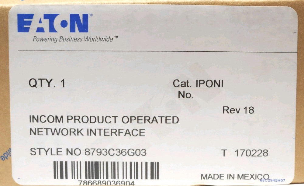 EATON CUTLER HAMMER IPONI 8793C36G03 Incom Product Operated Network Interface