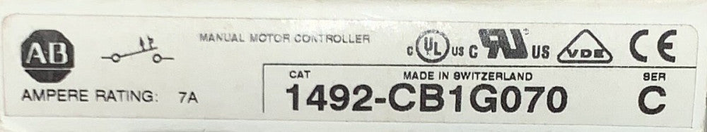 ALLEN BRADLEY 1492 CB1G070 Single Pole 7 Amp Manual Motor Controller