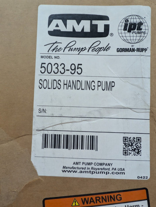 New, AMT, 5033-95, Straight Centrifugal Pump, 2 HP, 1-1/2" NPT Suction, 1-1/4"