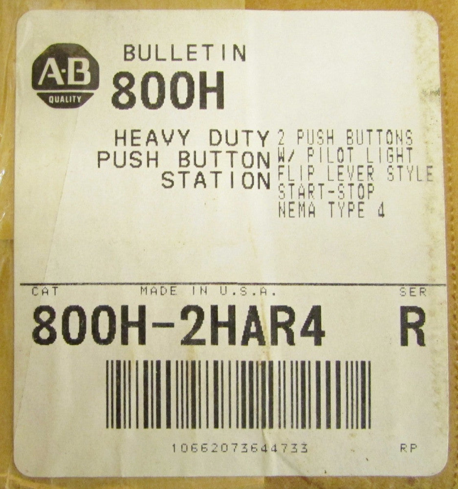 ALLEN BRADLEY 3 Unit Start Stop Push Button Station HD Nema 4 800H 2HAR4