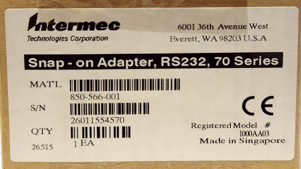 INTERMEC HONEYWELL 850 566 001 SNAP-ON Adapter RS232 70 Series Model 1000AA03