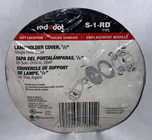 RED DOT S 1 RD Y1PL Lampholder Cover 1/2" SILVER Single Hole  97B3 Cover