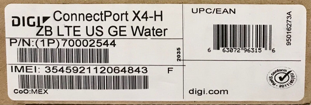 DIGI 70002544 Connect Port X4-H ZB LTE US GE Water General Electric POWER&WATER