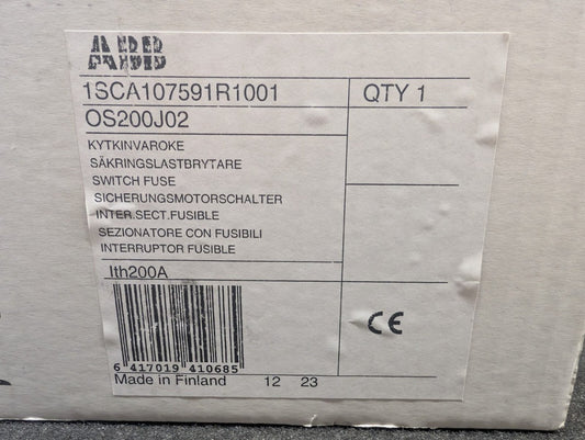 New, ABB, OS200J02, Fusible Disconnect Switch 200A 2 Poles 600V