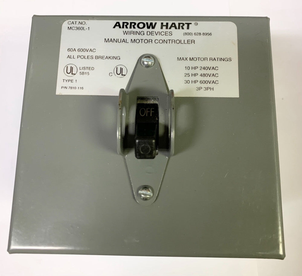 ARROW HART MC360L-1 60 AMP 600 VAC MC360L 1 10 - 30 HP 240 480 600 VAC