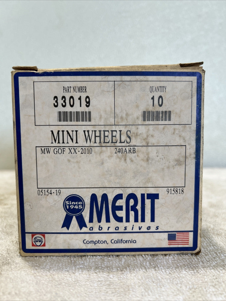 (Box of 10) Merit Abrasives 33019 2"x1"x1/4" Mini Wheel; MW GOF XX -2010 240ARB