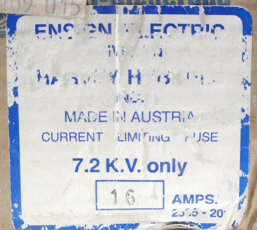 DRIESCHER ENSIEN HARVEY HUBBELL 2535 202 Current Limiting Fuse 7.2 KV 16 AMP
