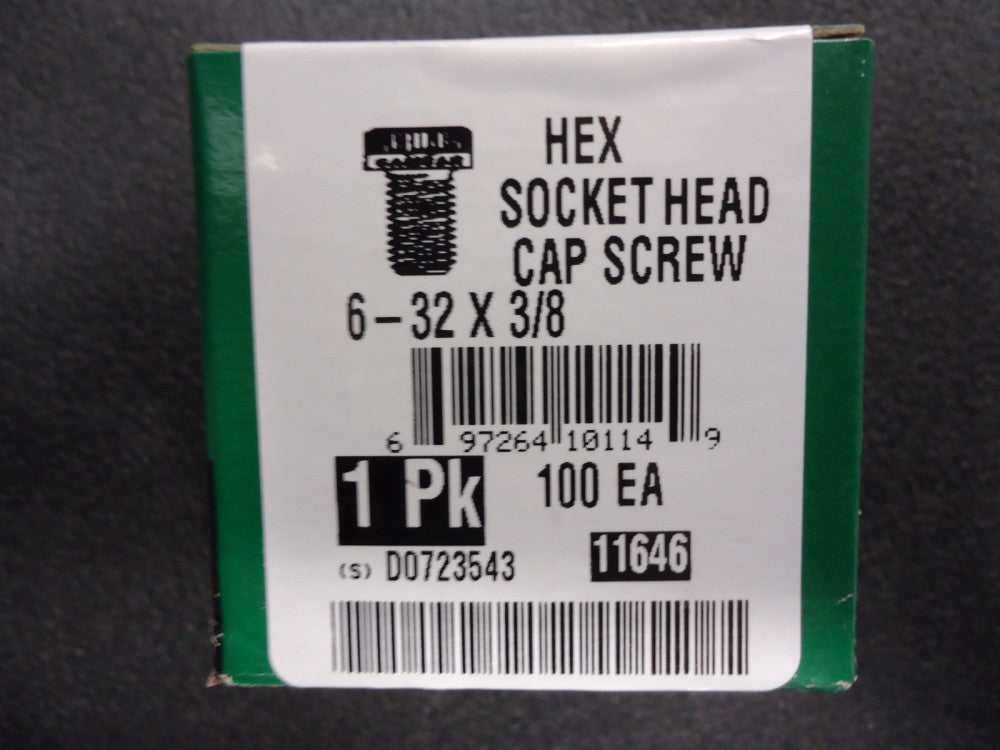 SDSC0060038CP-PK100 Camcar Screw BO SHCS 6-32 x 3/8 NEW! (BOX OF 100)