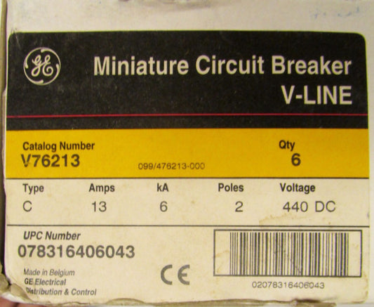 GENERAL ELECTRIC GE Type C V LINE Breaker 2 Pole 13 Amp V76213 *PRICE PER EACH*