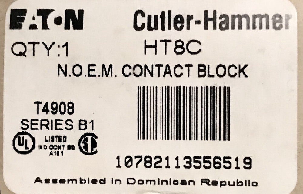 EATON CUTLER HAMMER HT8C A600 N.O.E.M Pushbutton Contact Block Normal Open Early
