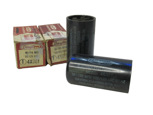 Dayton 4X061 161-193mfd 110-125Vac Capacitor (New - Lot of 2)