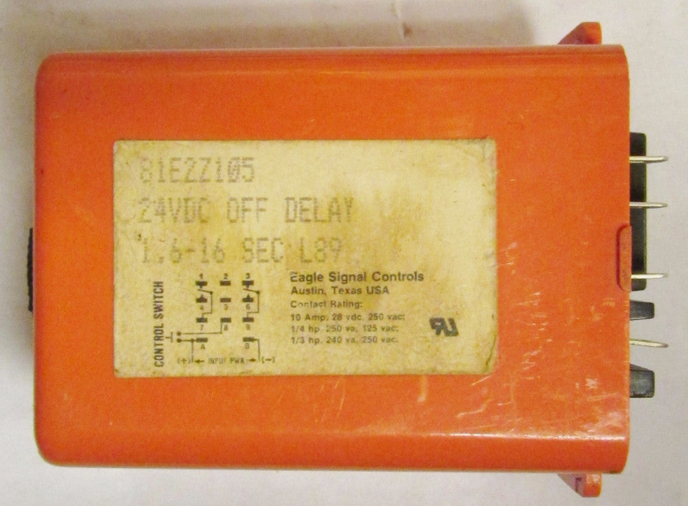 EAGLE SIGNAL 81E2Z105 1.6-16 Second 24 VDC Time Delay Relay Timer
