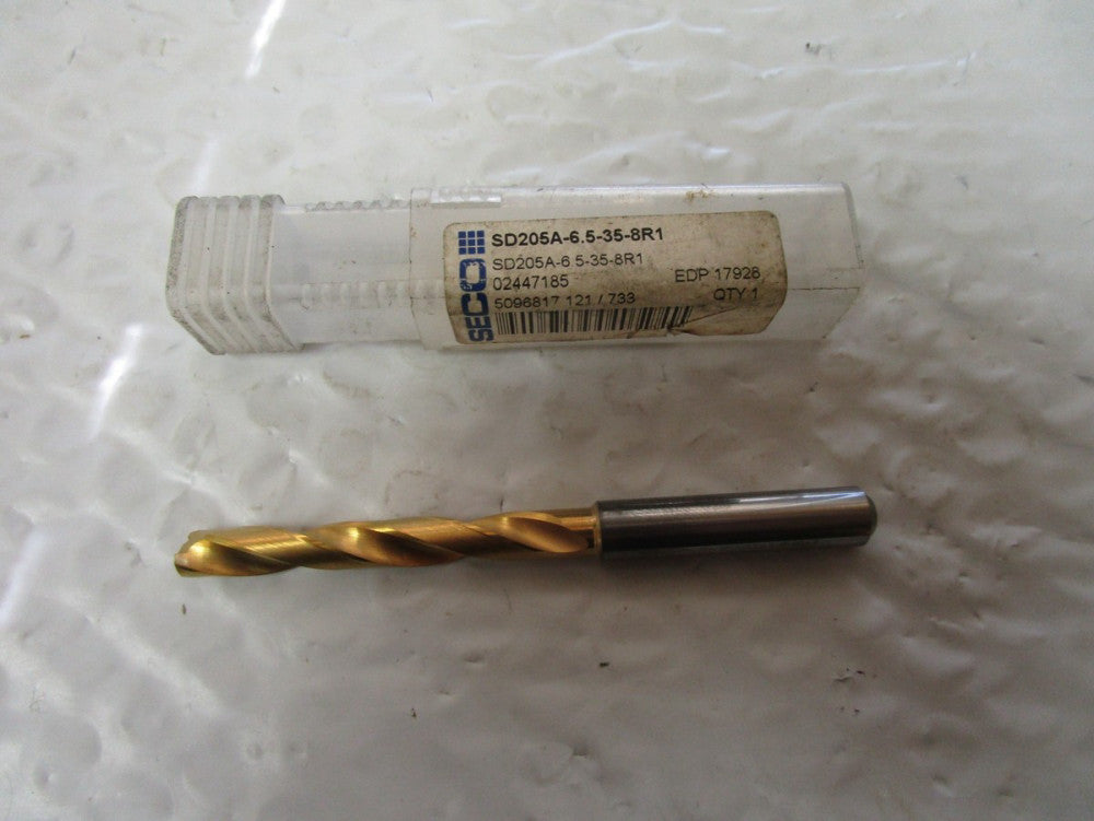 NEW SECO SD205A-6.5-35-8R1 SOLID CARBIDE SPIRAL DRILL.BIT