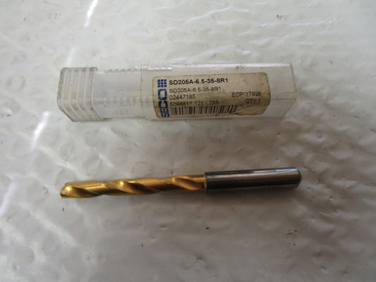 NEW SECO SD205A-6.5-35-8R1 SOLID CARBIDE SPIRAL DRILL.BIT