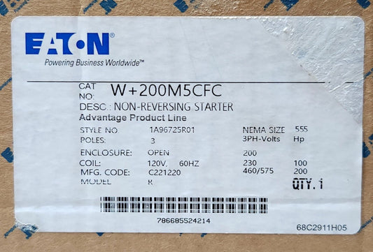 EATON CUTLER HAMMER W+200M5CFC Size 5 W200 W+200 ADVANTAGE Starter W200M5CFC