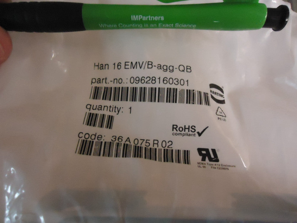 Harting 09628160301 CONN BASE BOTTOM ENTRY SZ16B. Brand New!