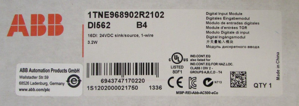 ABB DI562 Digital Input Module ITNE968902R2102