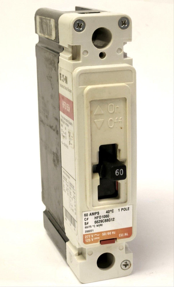 EATON CUTLER HAMMER HFD1060 Single Pole 60 AMP Type HFD Circuit Breaker