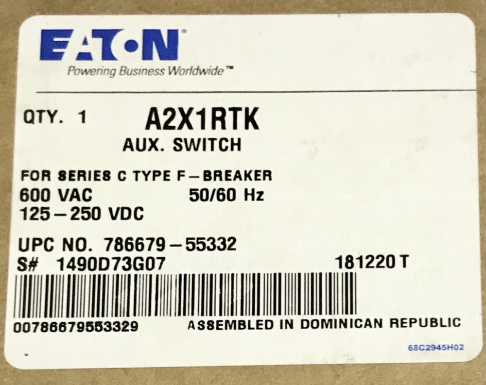 EATON CUTLER HAMMER A2X1RTK F Frame Terminal Block Auxiliary 2A 2B 1490D73G07