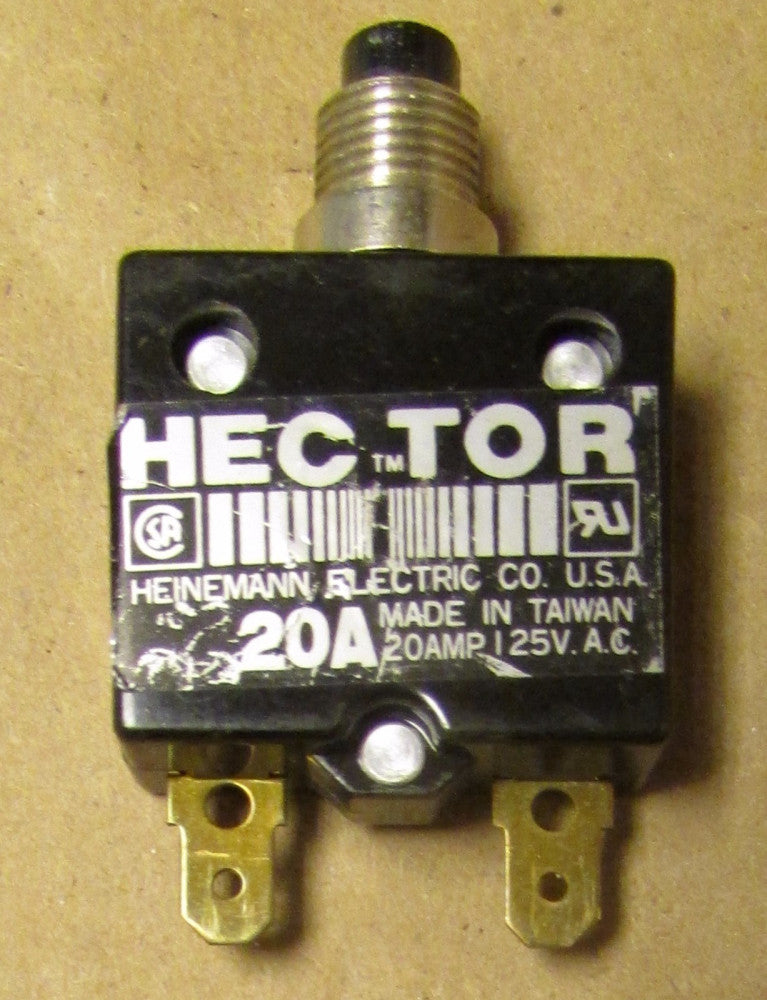 HEINEMANN HEC TOR Miniature Circuit Protector 125V 20 Amp *No Legend Plate*