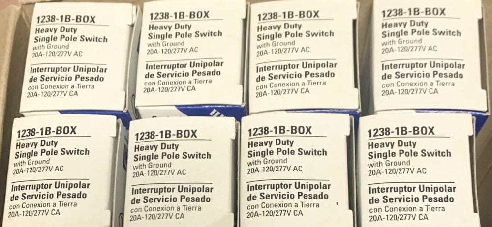 1 Box of 8 EAGLE COOPER 1238 1B Box Heavy Duty Single Pole Switch 1238-1B 20 AMP