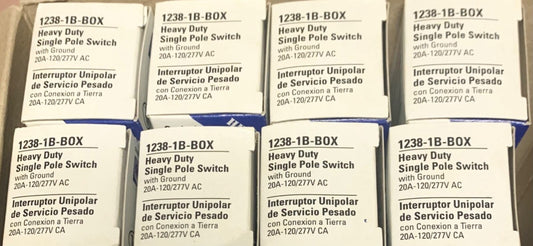 1 Box of 8 EAGLE COOPER 1238 1B Box Heavy Duty Single Pole Switch 1238-1B 20 AMP