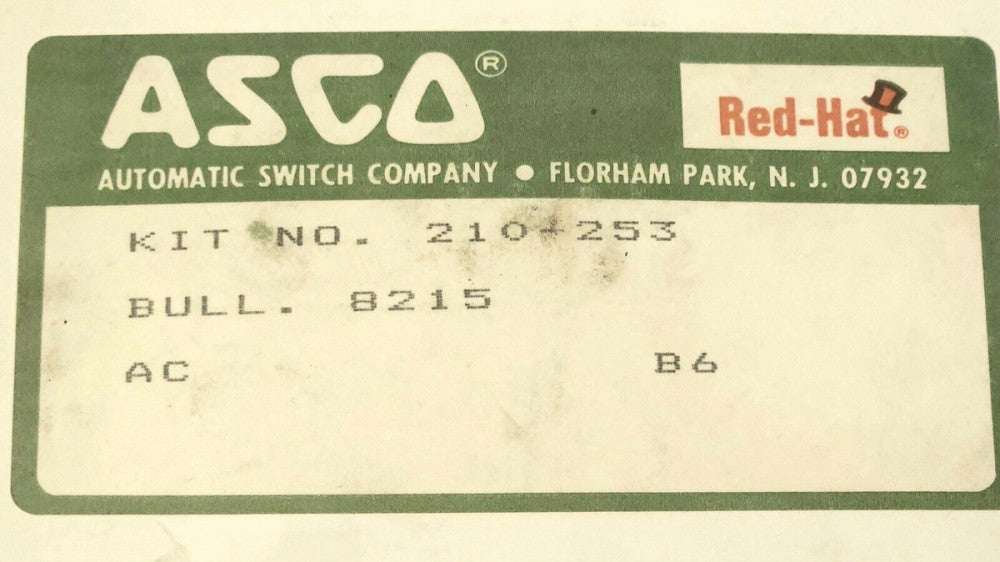 ASCO RED HAT 210 253 Solenoid Valve Rebuild Kit 8215