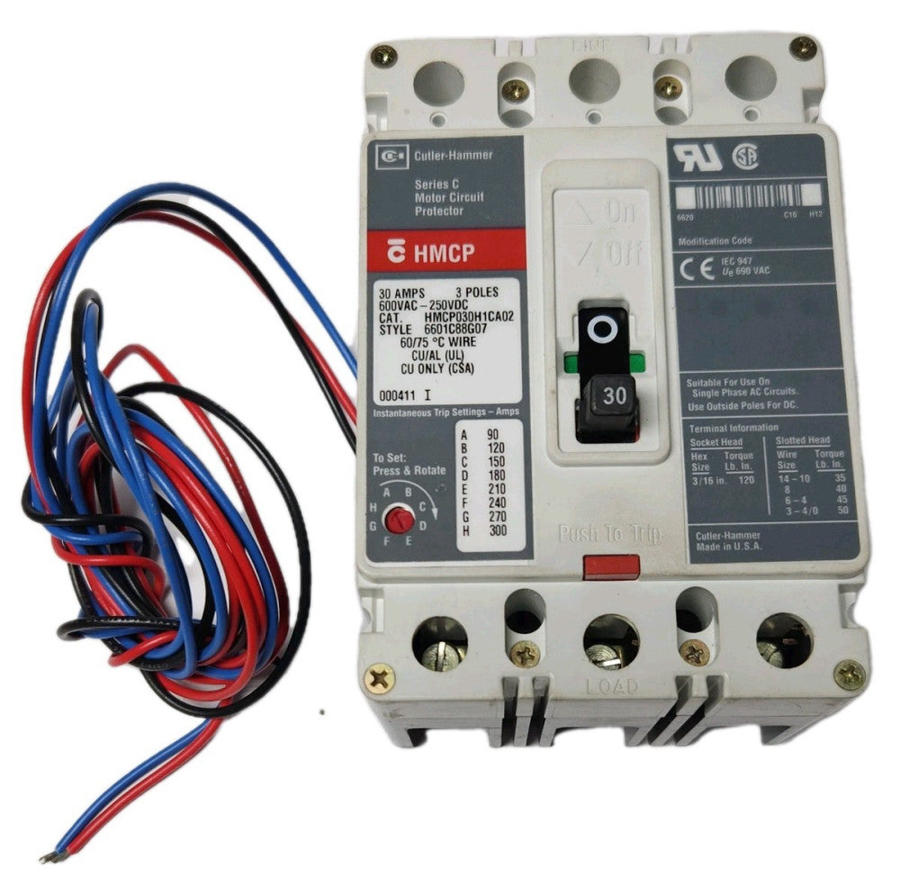 EATON CUTLER HAMMER HMCP030H1CA02 30 AMP Type HMCP with 1A 1B Auxiliary Switch