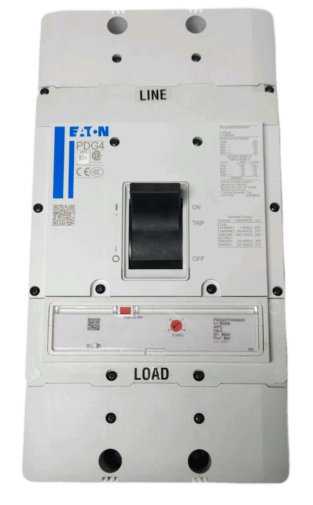 EATON PDG43M0800FNNN 3 Pole 800 AMP PDG4 POWER DEFENSE Circuit Breaker PDG4XTFA