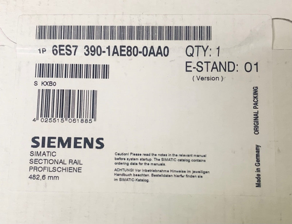 SIEMENS 6ES7 390 1AE80 0AA0 SIMATIC Sectional Rail PLC Chasis E-STAND