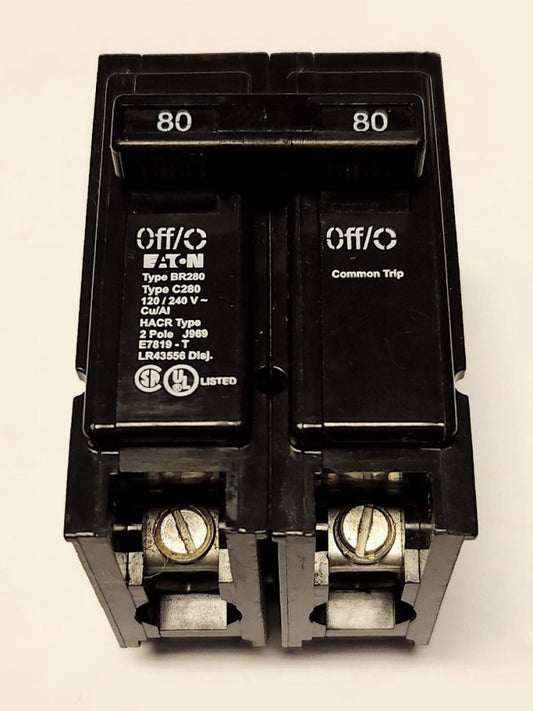 EATON CUTLER HAMMER BR280 C280 2 Pole 80 AMP Type BR Circuit Breaker