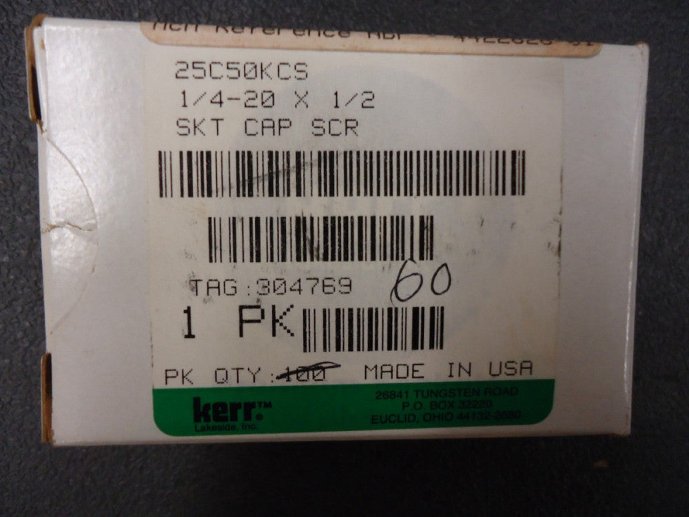 25C50KCS Kerr Lakeside Screw 1/4-20  x 1/4" BO SHCS NEW! (Box of 60)