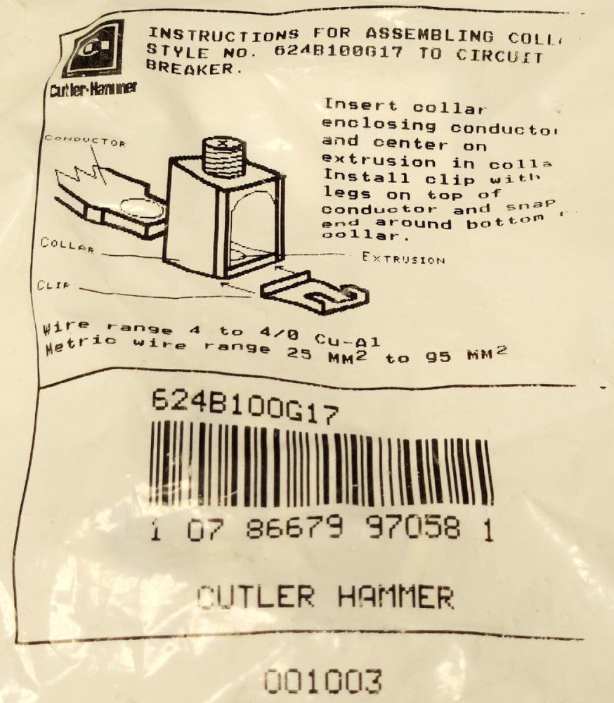 EATON CUTLER HAMMER 3TA150FB F Frame Breaker Lug Kit Set of 3 624B100G17