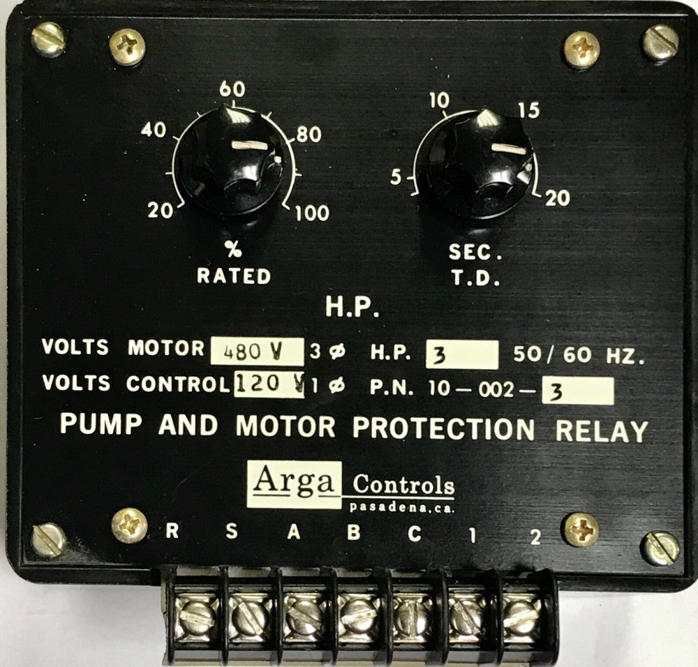 ARGA CONTROLS 10-002-3 Pump And Motor protection Relay 480V 3 HP Pump Protector