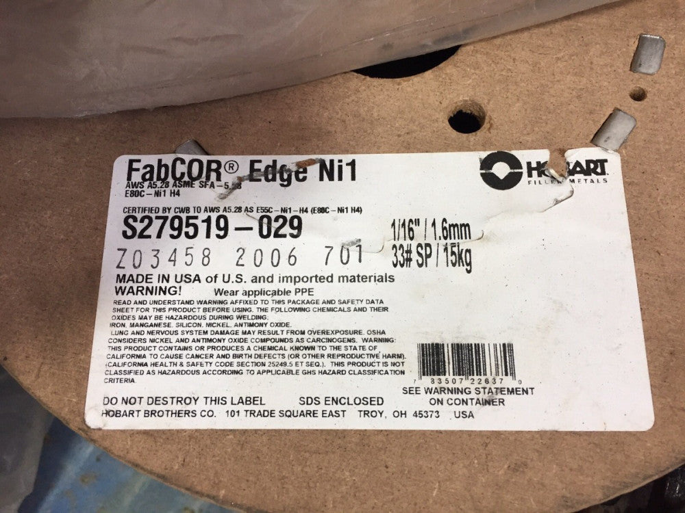 Hobart S279519-029 1/16" FabCOR Edge Ni1  Welding Wire
