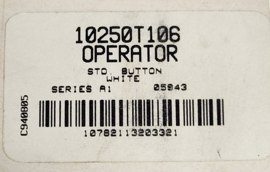 EATON CUTLER HAMMER 10250T106 White Flush Head Pushbutton Operator
