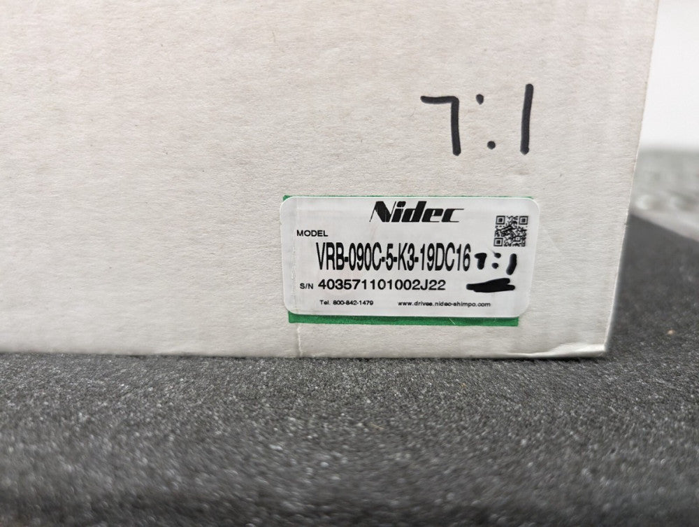 New, Nidec, VRB-090C-5-K3-19DC16, ABLE REDUCER 7:1 RATIO