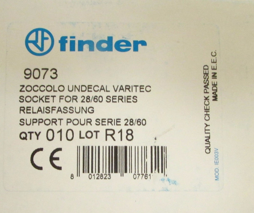 FINDER 9073 Series 28/60 Relay Socket Base 90 73 *PRICED PER EACH*