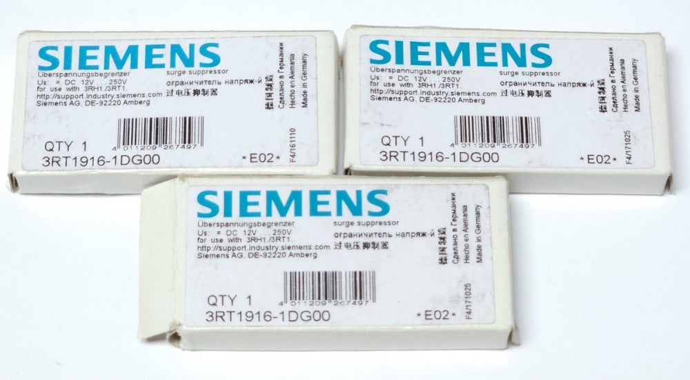 LOT OF 3 SIEMENS 3RT1916 1DG00 3RH1 3RT1 Surge Suppressor Module 12 VDC