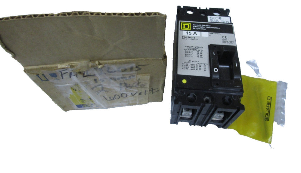 Square D FAL26015 Circuit Breaker 15A 15 Amp 600Vac 2P Pole