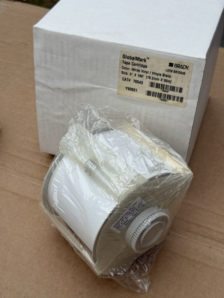 Brady 76543 GlobalMark WHITE Vinyl Tape Cartridge 3" x 100'  - New