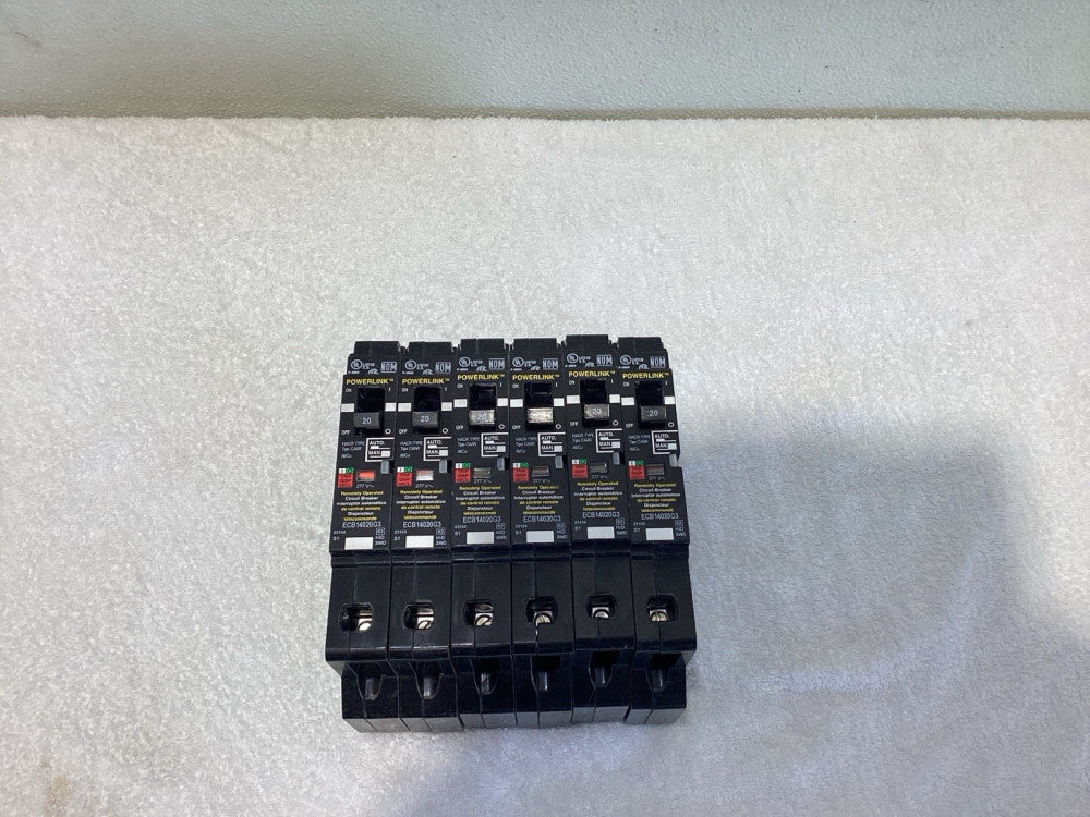 ECB14020G3 Circuit Breaker, PowerLink  20A, 1 pole. Lot of 6 Breakers.