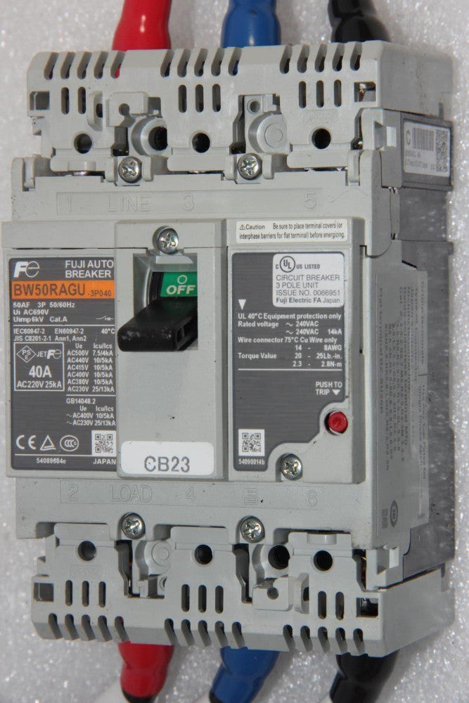 FUJI ELECTRIC BW50RAGU-3P040 3-Pole 40A Circuit Breaker