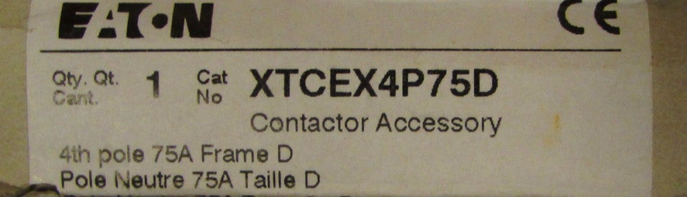 EATON KLOCKNER MOELLER XTCEX4P75D 4th Pole 75 Amp Frame D Contactor Pole Adder