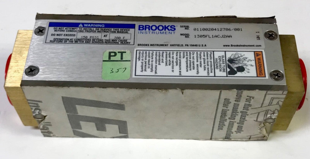 BROOKS INSTRUMENT Model 1305FL1ACJ2AA 150 PSIG 200 F Glass Tube Flow Meter