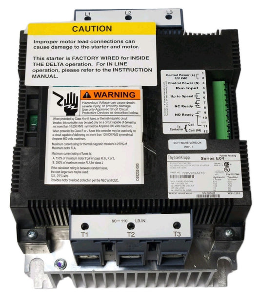 SIEMENS THYSSENKRUPP 72DV787AF10 AC Semiconductor Elevator Motor Starter 575 VAC