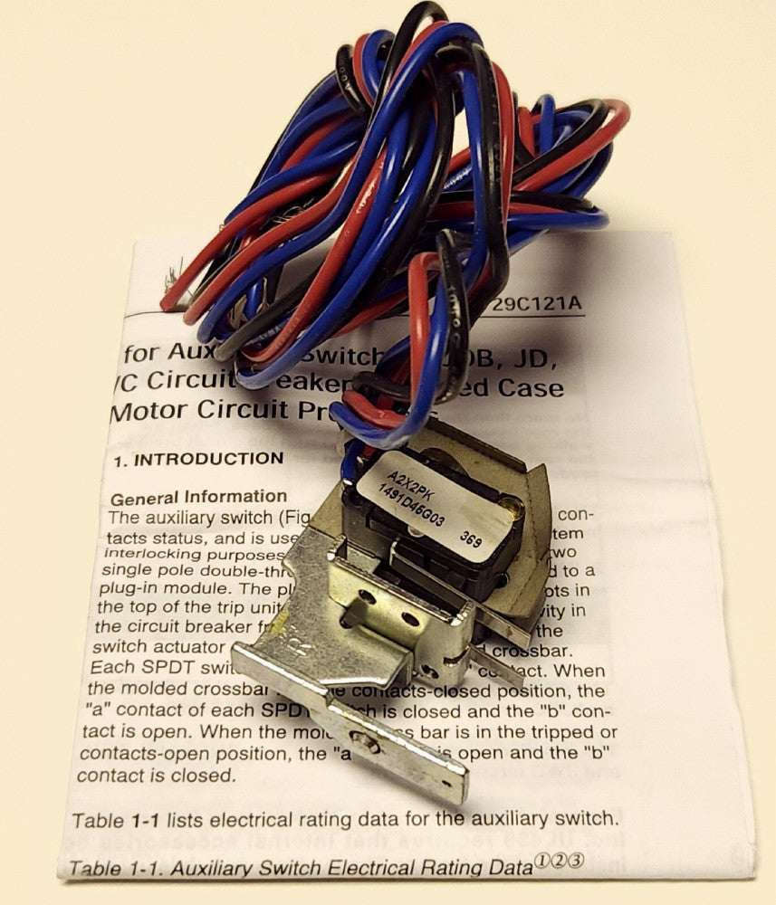 EATON CUTLER HAMMER A2X2PK J Frame 2A 2B Auxiliary Switch 1491D45G03