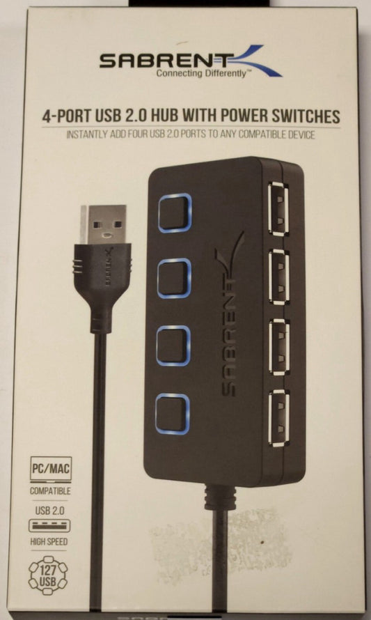 SEALED SABRENT HB UMLS 4 PORT USB 2.0 HUB with Power Switches PC MAC Compatible